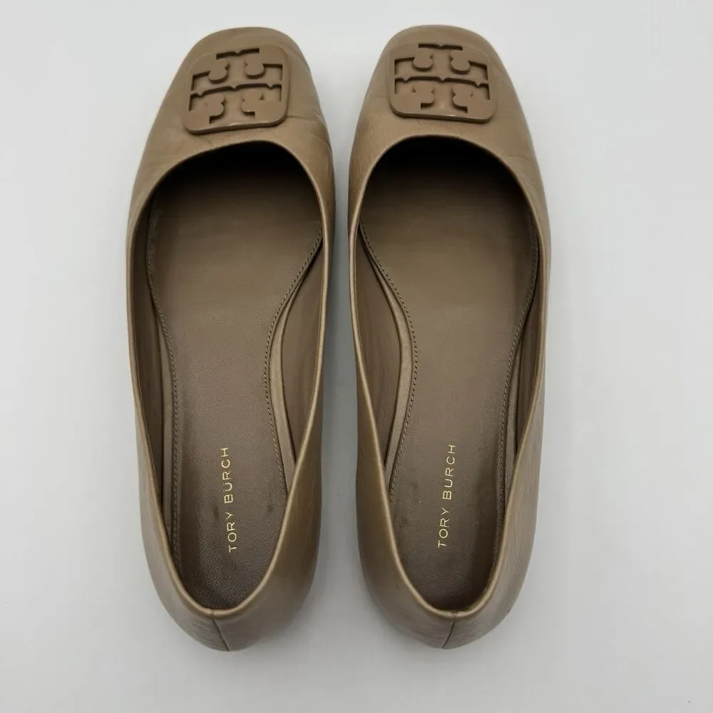 Tory Burch Nude Leather Ballet Flats Square Toe Size 9 1/2M Women’s
